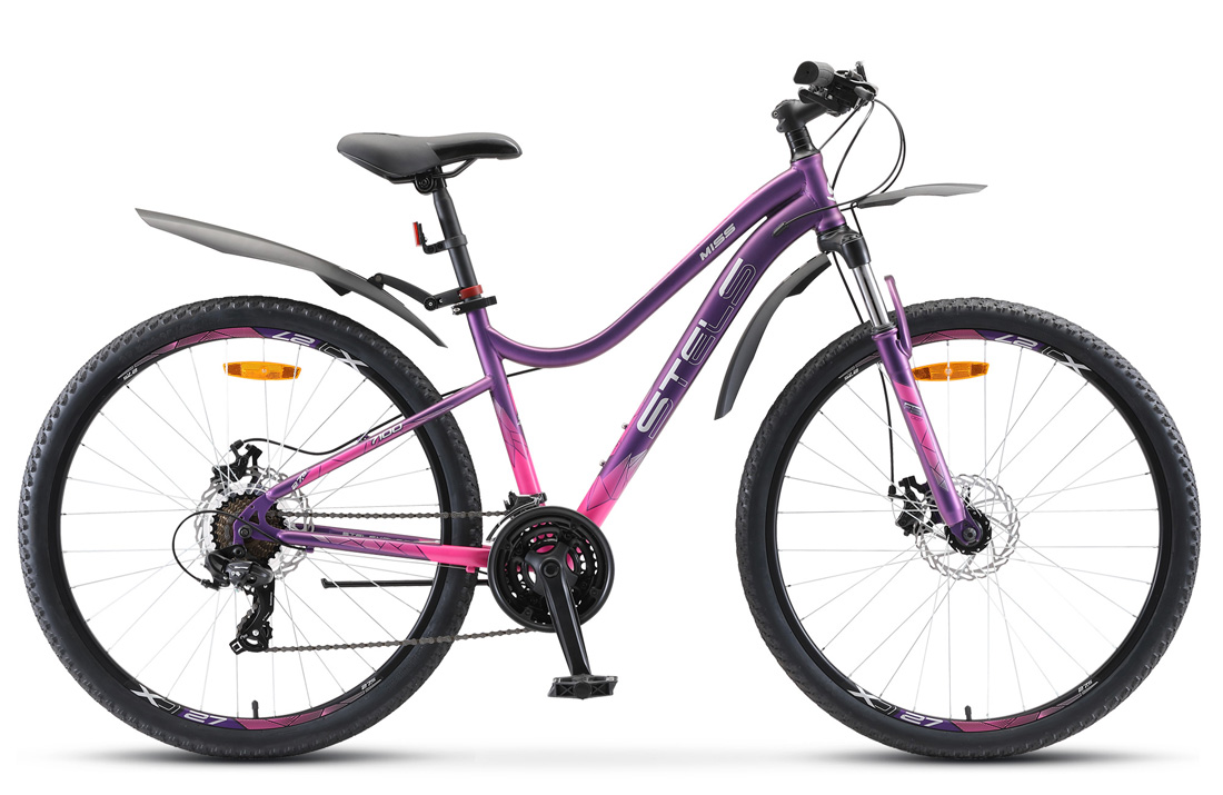 Велосипед 27,5 горный STELS Miss 7100 MD (2020) количество скоростей 21 рама сталь 18 пурпурный
