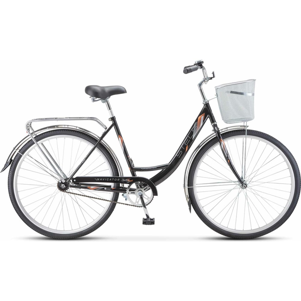 Велосипед 28 дорожный STELS Navigator 345 (2021) рама сталь 20 черный с КОРЗИНОЙ