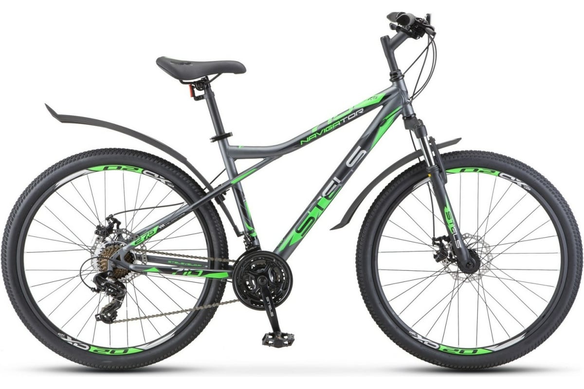 Велосипед STELS 27.5” Navigator-710 MD V020 18 Антрацитовый, зелёный, чёрный 2020 06. Велосипеды Горн
