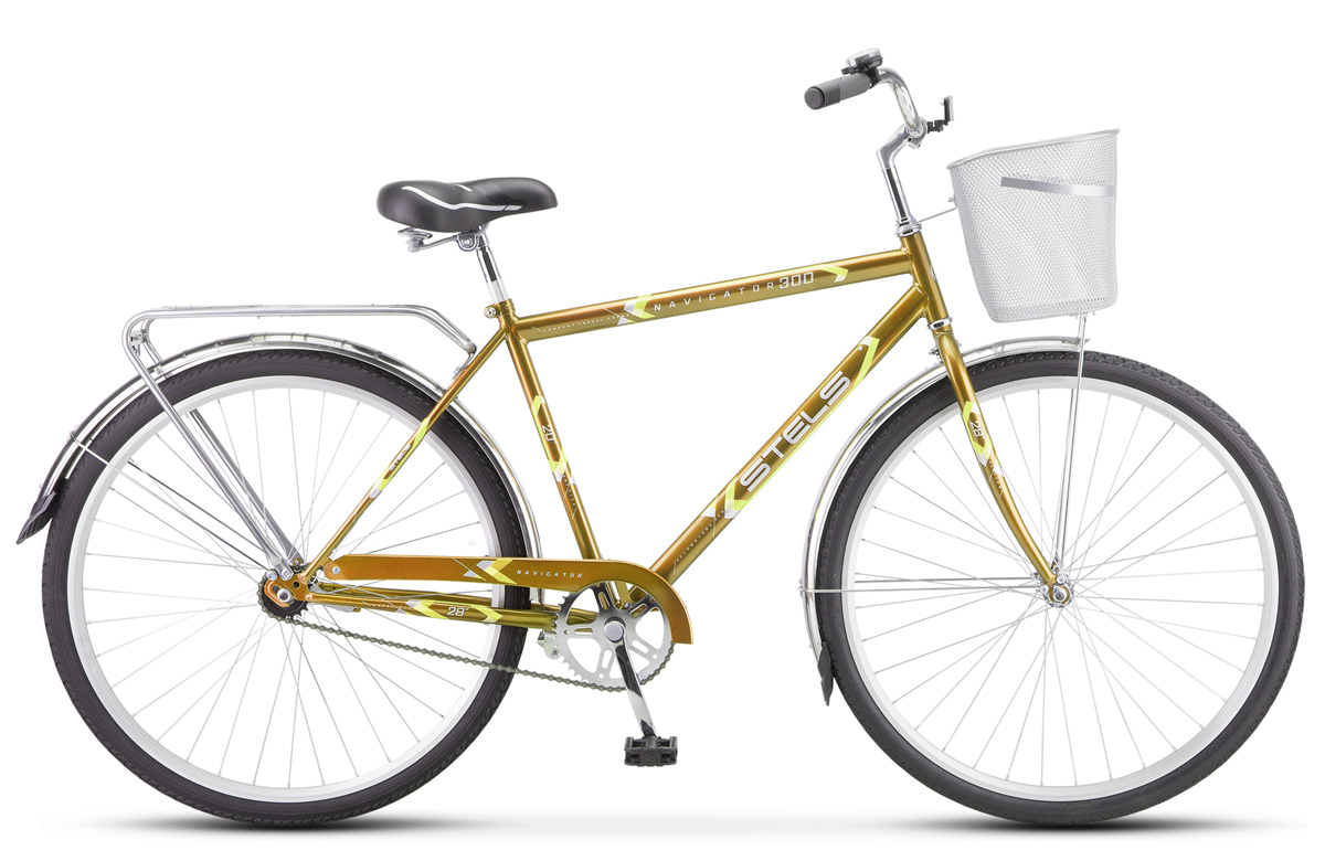 Велосипед 28 дорожный STELS Navigator 300 Gent (2022) рама сталь 20 светло-коричневый с КОРЗИНОЙ