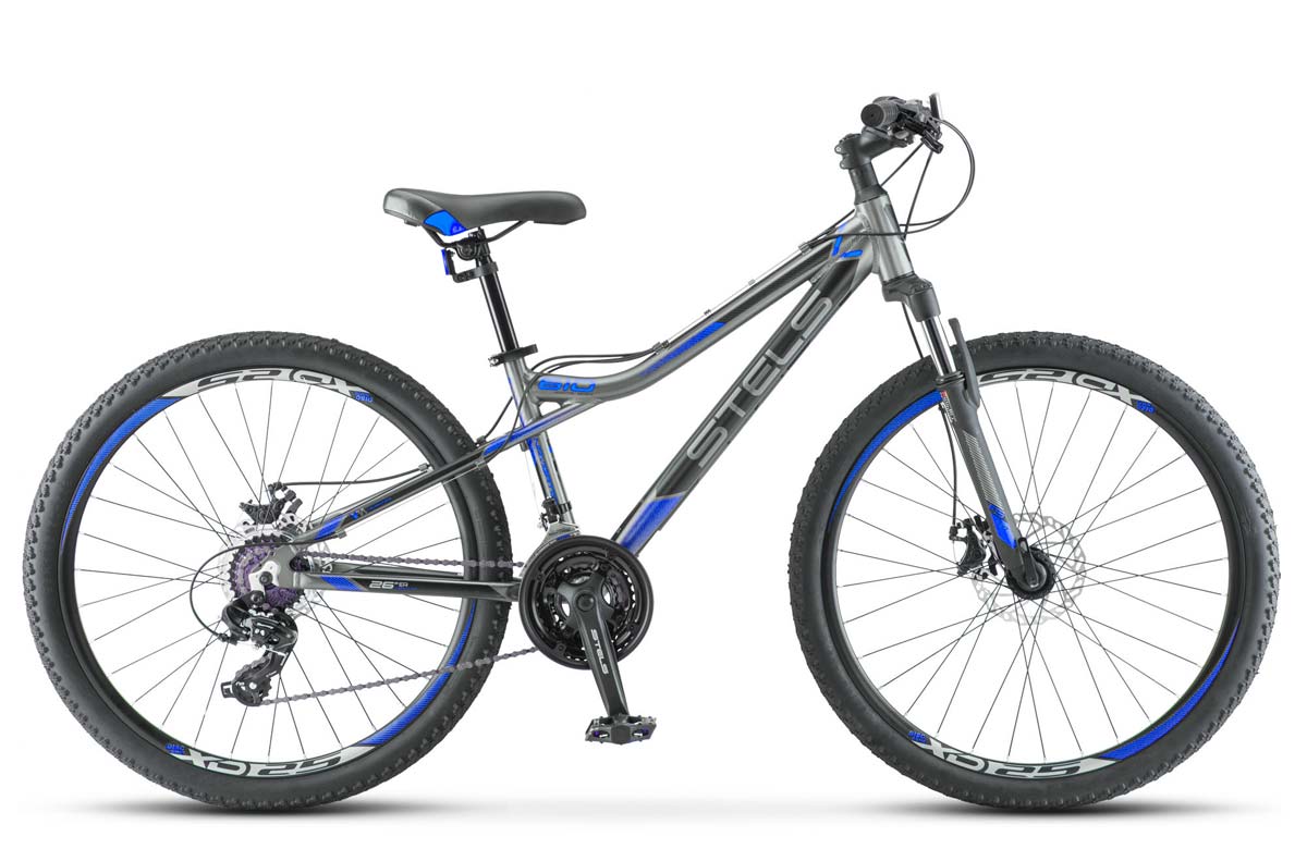 Велосипед 26 горный STELS Navigator-610MD (2020-2021) к-во скор. 21 рама алюминий 14 синий, антрацитовый