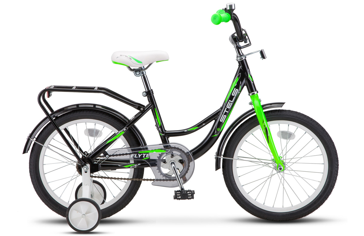 Велосипед 16 детский STELS Flyte (2021) рама сталь 11 черный, салатовый