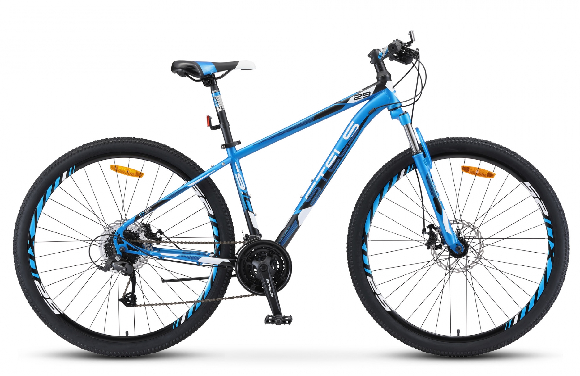 Велосипед 29 горный STELS Navigator 910 MD (2019) количество скоростей 24 рама сталь 20,5 синий,черный