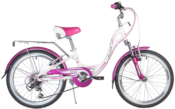 Велосипед 20 подростковый Novatrack Angel (2019) количество скоростей 6 рама алюминий 10 белый