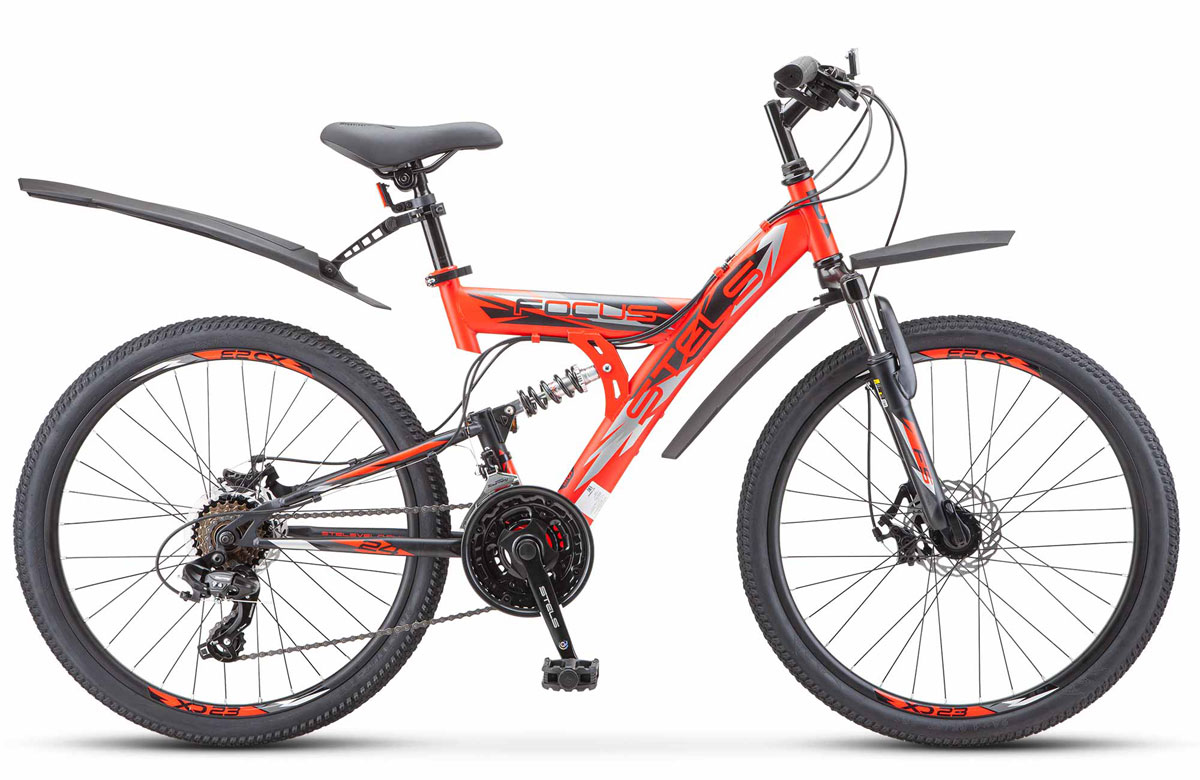 Велосипед 24 подростковый STELS Focus MD (2020) количество скоростей 18 рама сталь 16 красный, черный