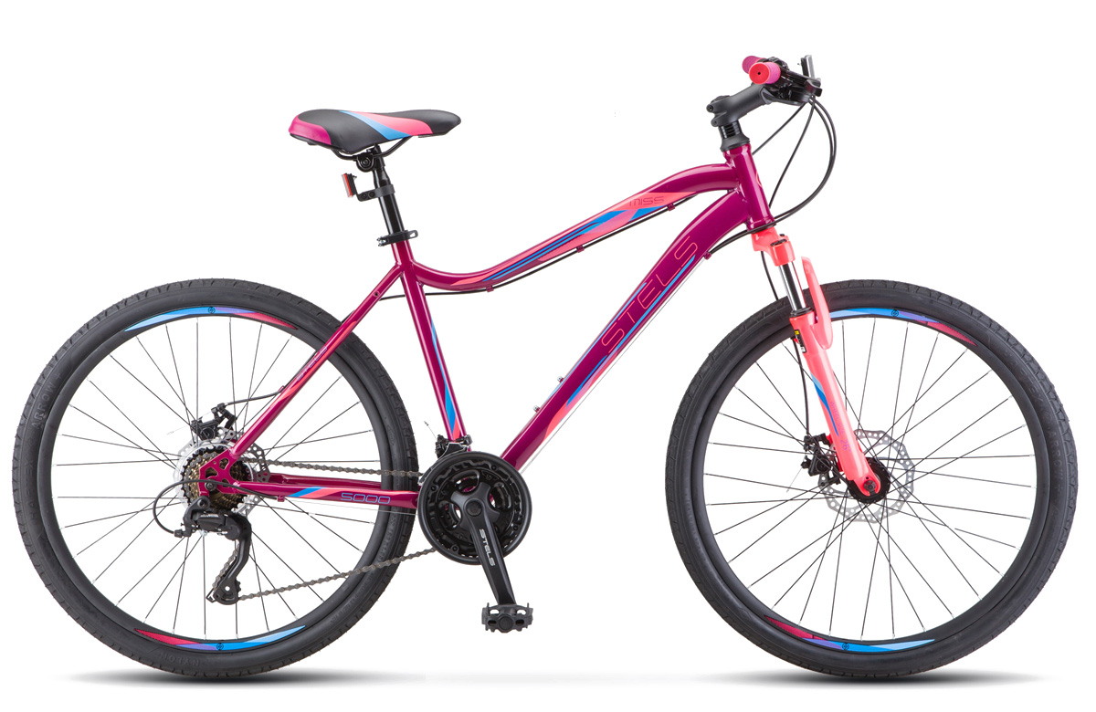 Велосипед 26 горный STELS Miss 5000 D (2022) количество скоростей 21 рама сталь 18 Фиолетовый, розовый