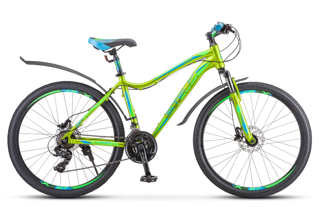 Велосипед 26 горный STELS Miss 6000 D (2020) количество скоростей 21 рама алюминий 15 желтый, зеленый