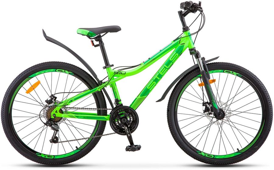 Велосипед 26 горный STELS Navigator 510 MD (2018) количество скоростей 18 рама сталь 14 неоновый зелёный