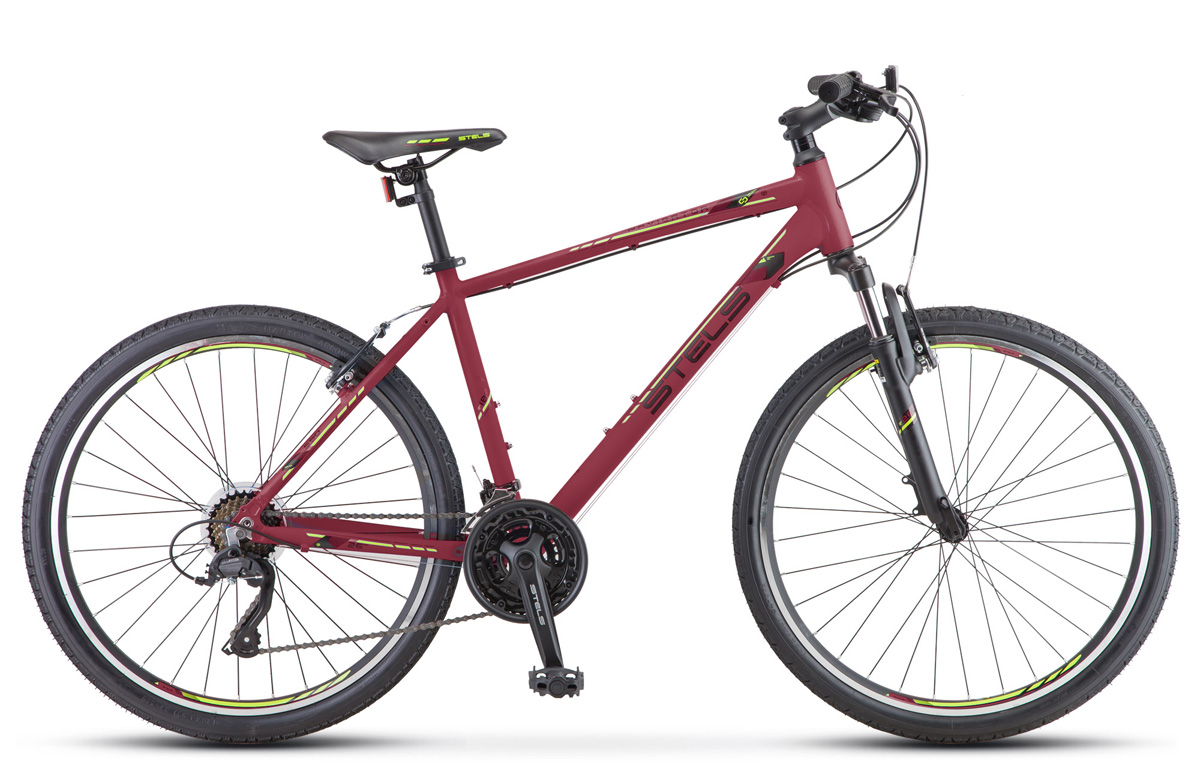 Велосипед 26 горный STELS Navigator 590 V (2021) количество скоростей 21 рама алюминий 16 бордовый