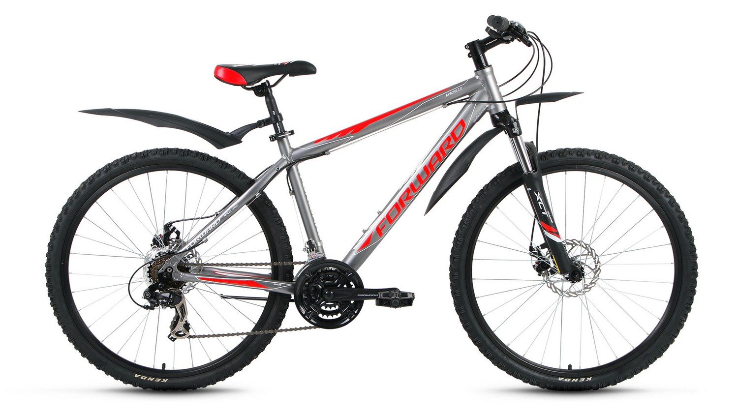 Велосипед 29 горный Forward Apache (2021) количество скоростей 21 рама алюминий 17 красный, серебристый